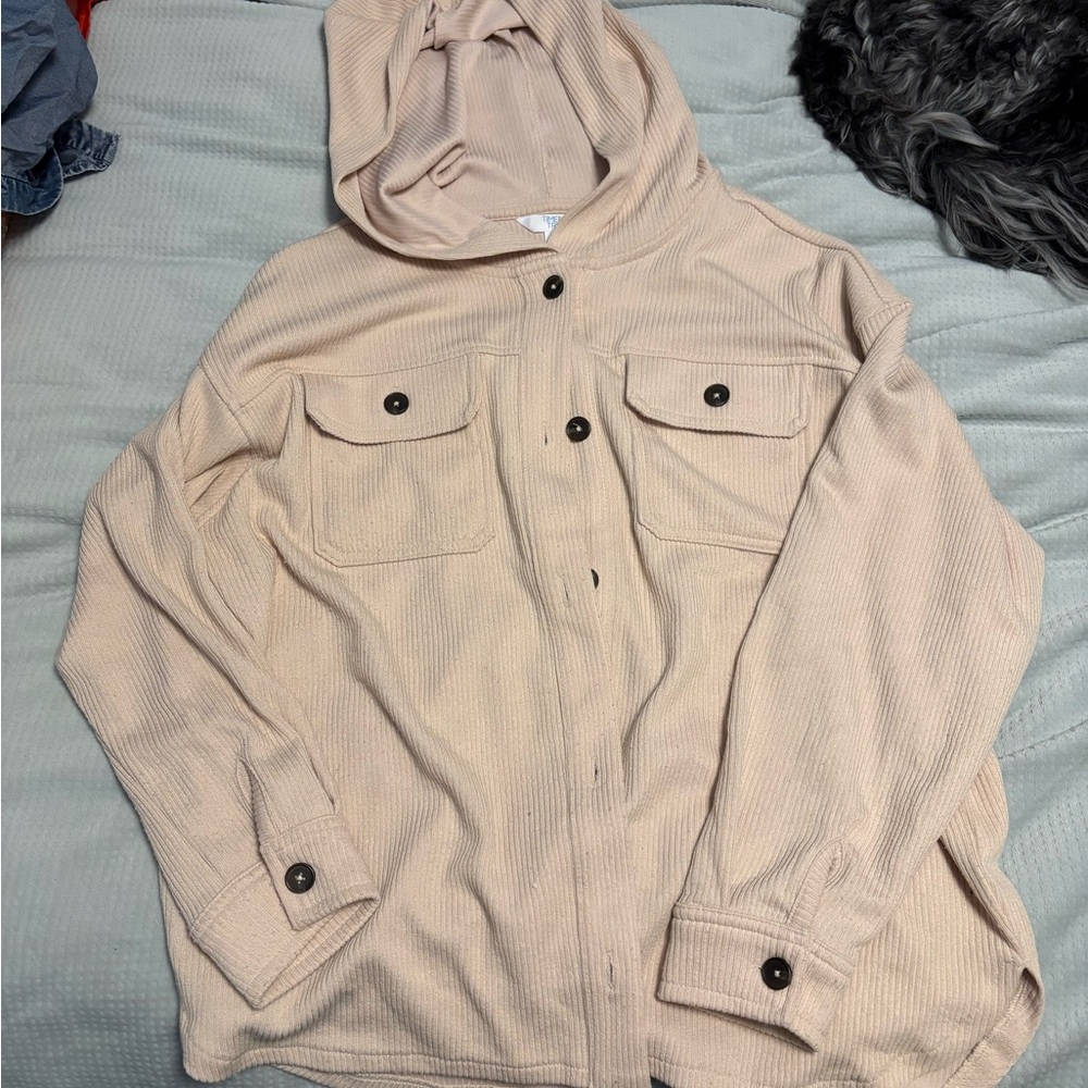 Time and Tru Light Tan Hooded Shirt